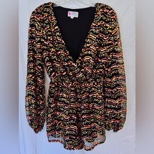Latiste by Amy multi-color sequin romper size large